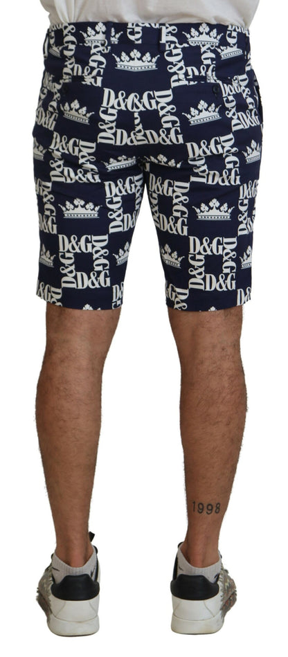 Shorts chinos de algodón con logo estampado en azul de Dolce & Gabbana