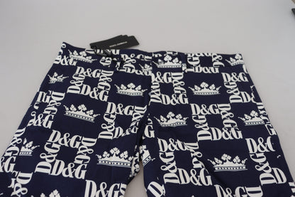 Shorts chinos de algodón con logo estampado en azul de Dolce & Gabbana