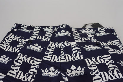 Shorts chinos de algodón con logo estampado en azul de Dolce & Gabbana