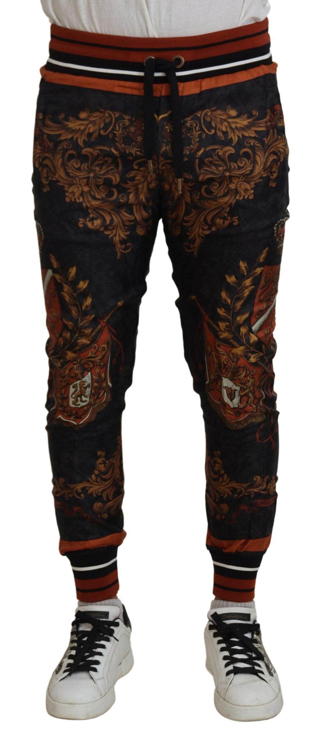 Pantalones deportivos Dolce & Gabbana de seda gris con corona barroca