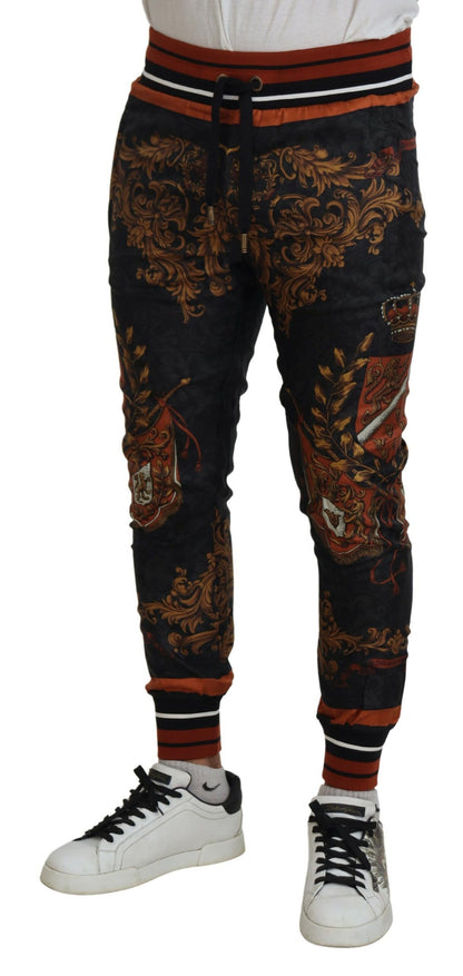 Pantalones deportivos Dolce & Gabbana de seda gris con corona barroca