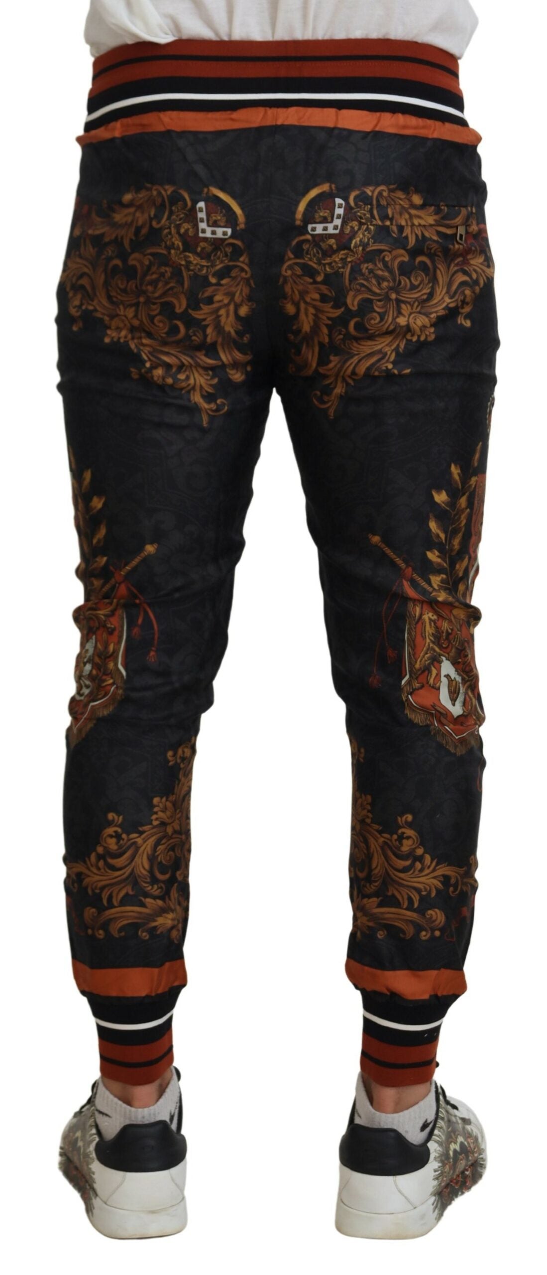 Pantalones deportivos Dolce & Gabbana de seda gris con corona barroca