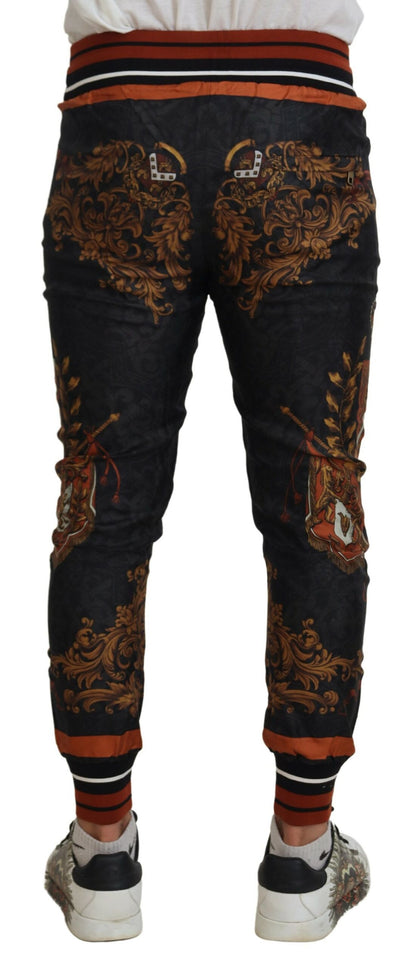 Pantalones deportivos Dolce & Gabbana de seda gris con corona barroca