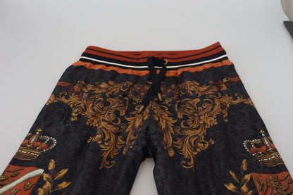 Pantalones deportivos Dolce & Gabbana de seda gris con corona barroca