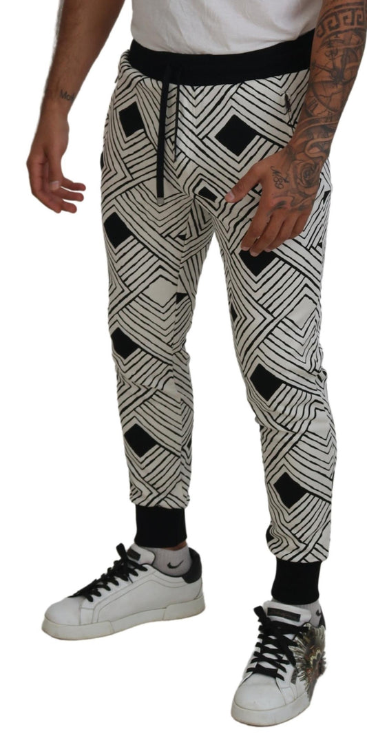 Dolce & Gabbana Pantalones de Algodón Blancos y Negros Pantalones Deportivos