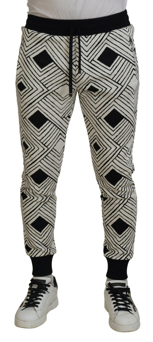 Dolce & Gabbana Pantalones de Algodón Blancos y Negros Pantalones Deportivos