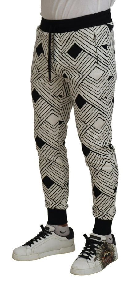 Dolce & Gabbana Pantalones de Algodón Blancos y Negros Pantalones Deportivos