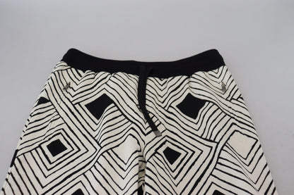 Dolce & Gabbana Pantalones de Algodón Blancos y Negros Pantalones Deportivos
