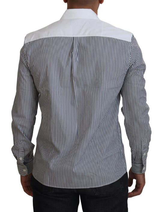 Camisa Dolce & Gabbana de rayas grises y blancas, corte slim fit