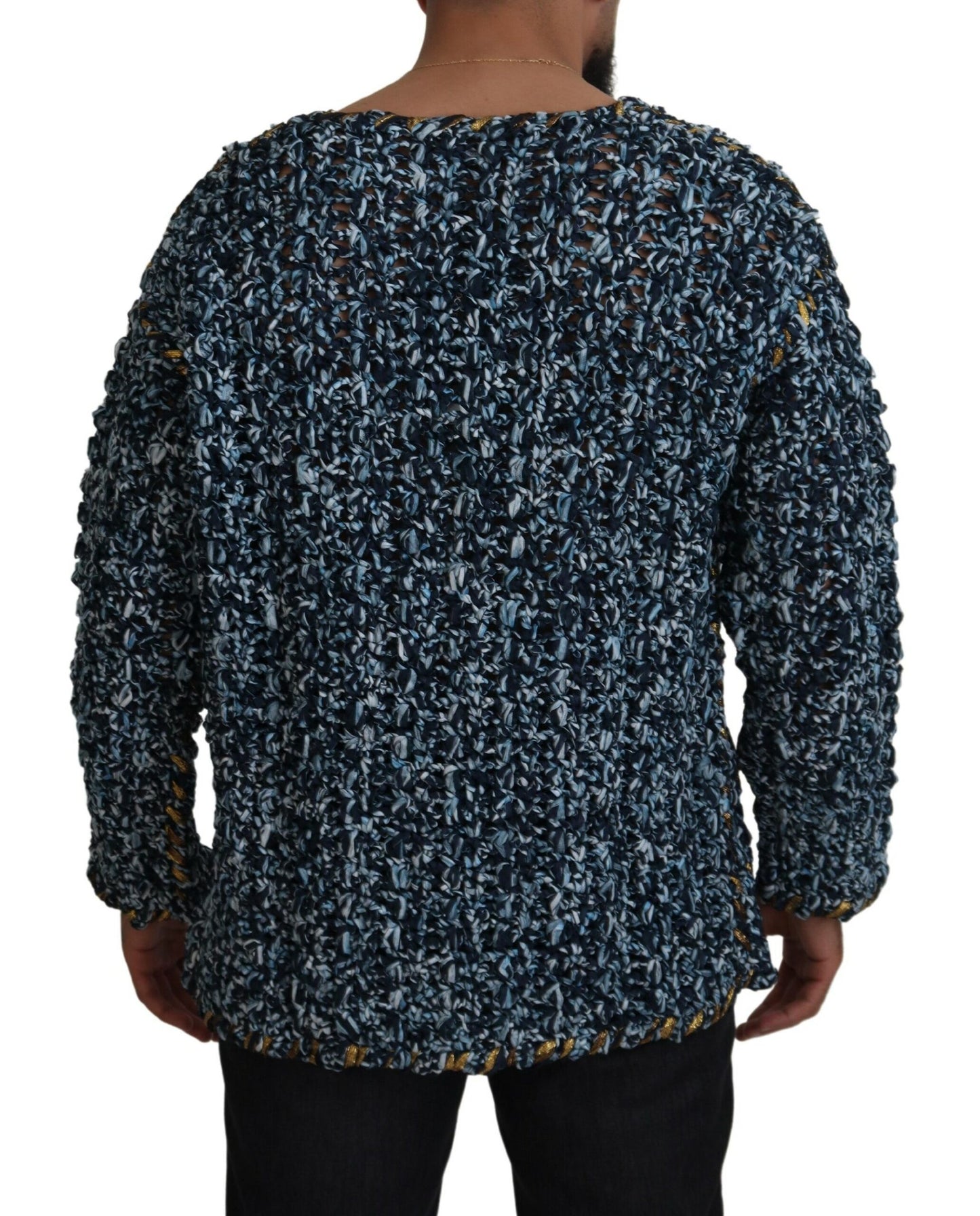Cárdigan con botones azul de Dolce & Gabbana, jersey hecho a mano