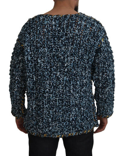 Cárdigan con botones azul de Dolce & Gabbana, jersey hecho a mano