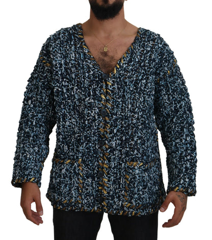 Cárdigan con botones azul de Dolce & Gabbana, jersey hecho a mano