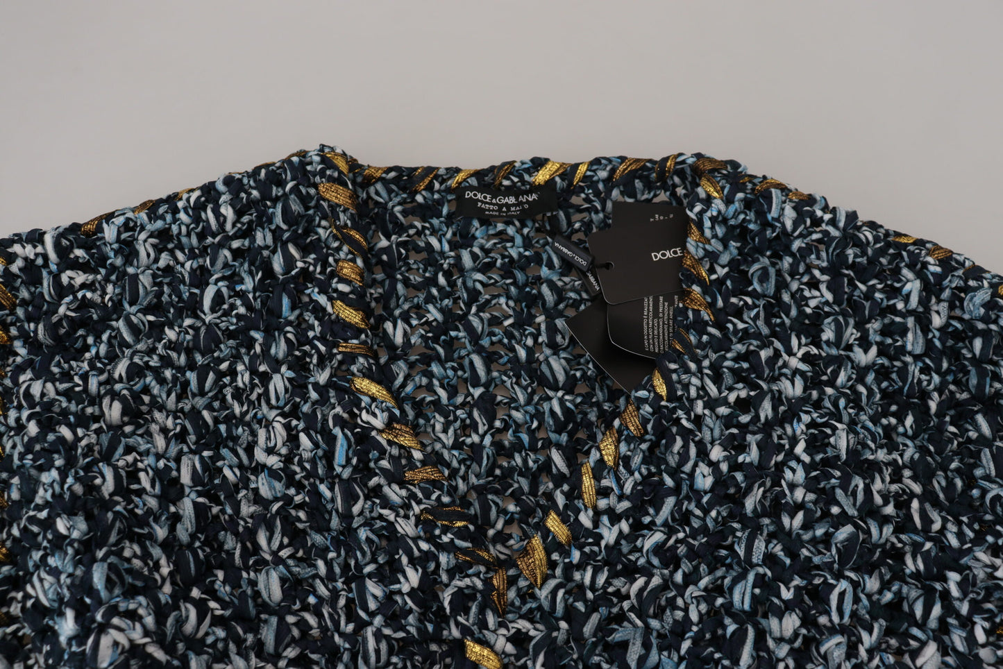 Cárdigan con botones azul de Dolce & Gabbana, jersey hecho a mano