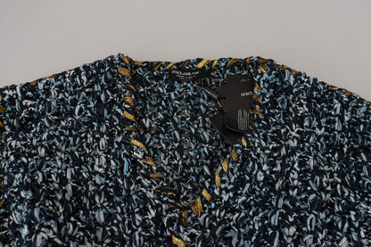 Cárdigan con botones azul de Dolce & Gabbana, jersey hecho a mano