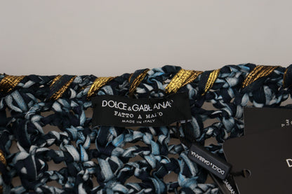 Cárdigan con botones azul de Dolce & Gabbana, jersey hecho a mano