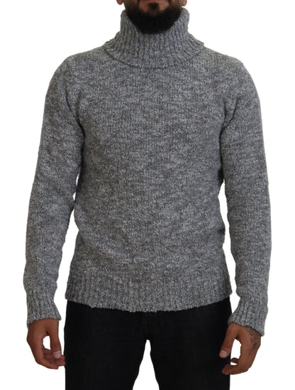 Suéter de cuello alto de punto de lana gris de Dolce & Gabbana