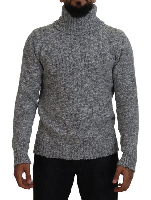 Suéter de cuello alto de punto de lana gris de Dolce & Gabbana