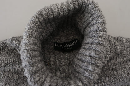 Suéter de cuello alto de punto de lana gris de Dolce & Gabbana