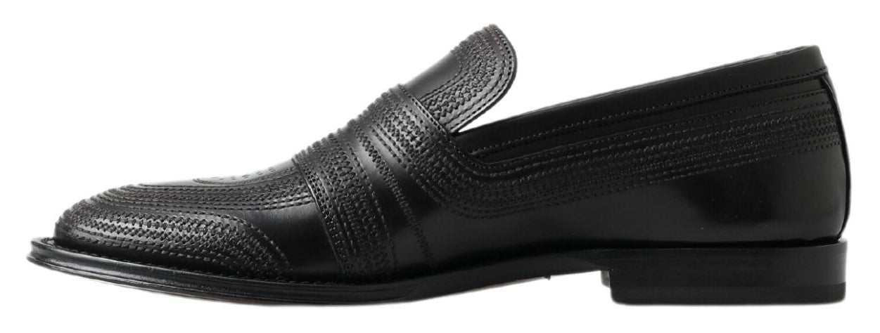 Mocasines Dolce & Gabbana de cuero negro con costuras