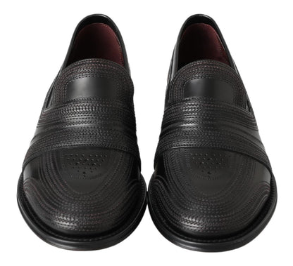 Mocasines Dolce & Gabbana de cuero negro con costuras