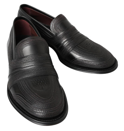 Mocasines Dolce & Gabbana de cuero negro con costuras
