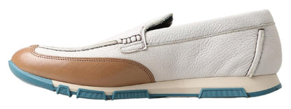 Zapatos Mocasines de Cuero Blanco Dolce & Gabbana