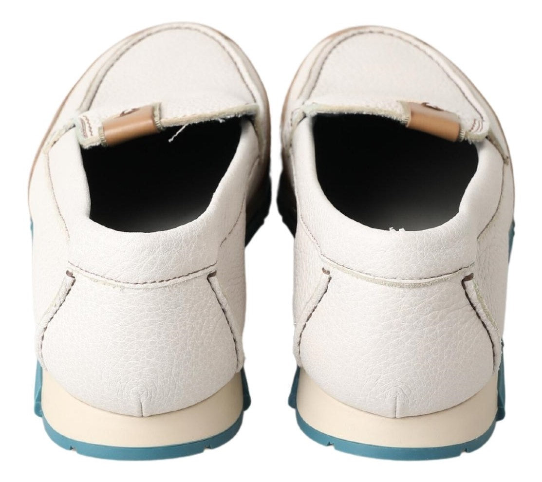 Zapatos Mocasines de Cuero Blanco Dolce & Gabbana
