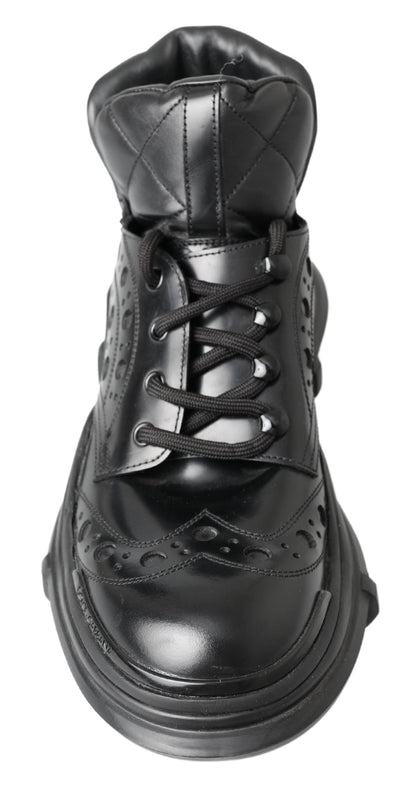 Botines casuales de cuero negro Dolce & Gabbana