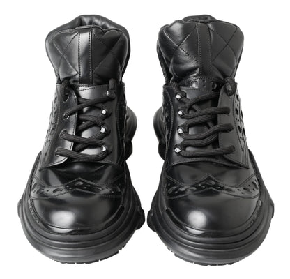 Botines casuales de cuero negro Dolce & Gabbana