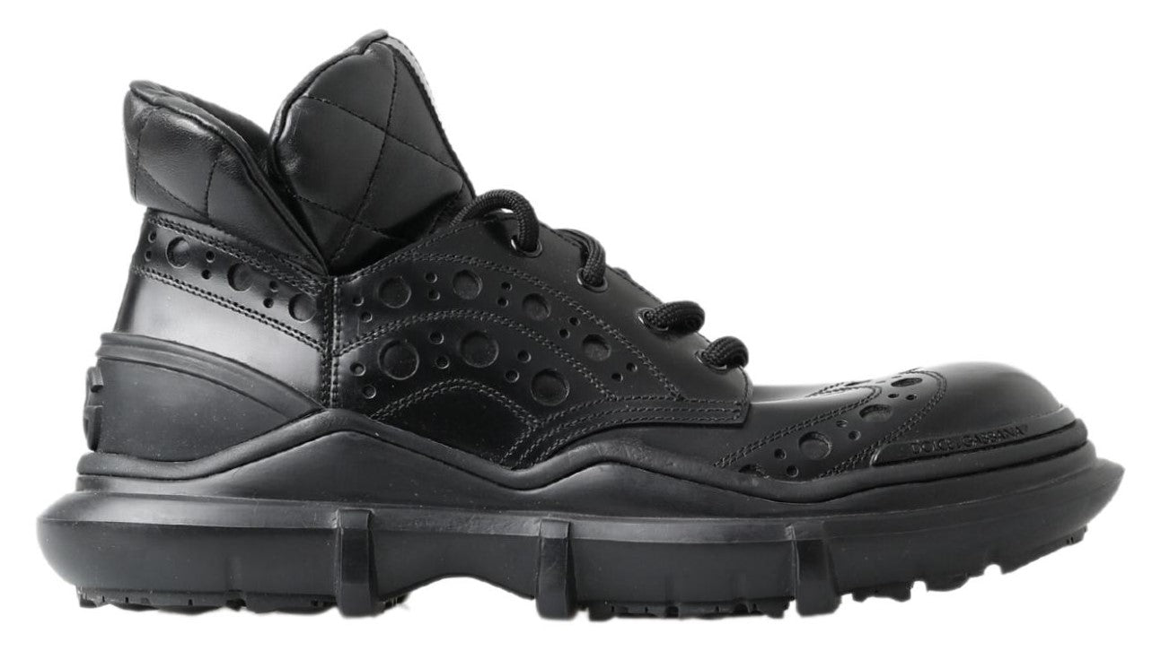 Botines casuales de cuero negro Dolce & Gabbana