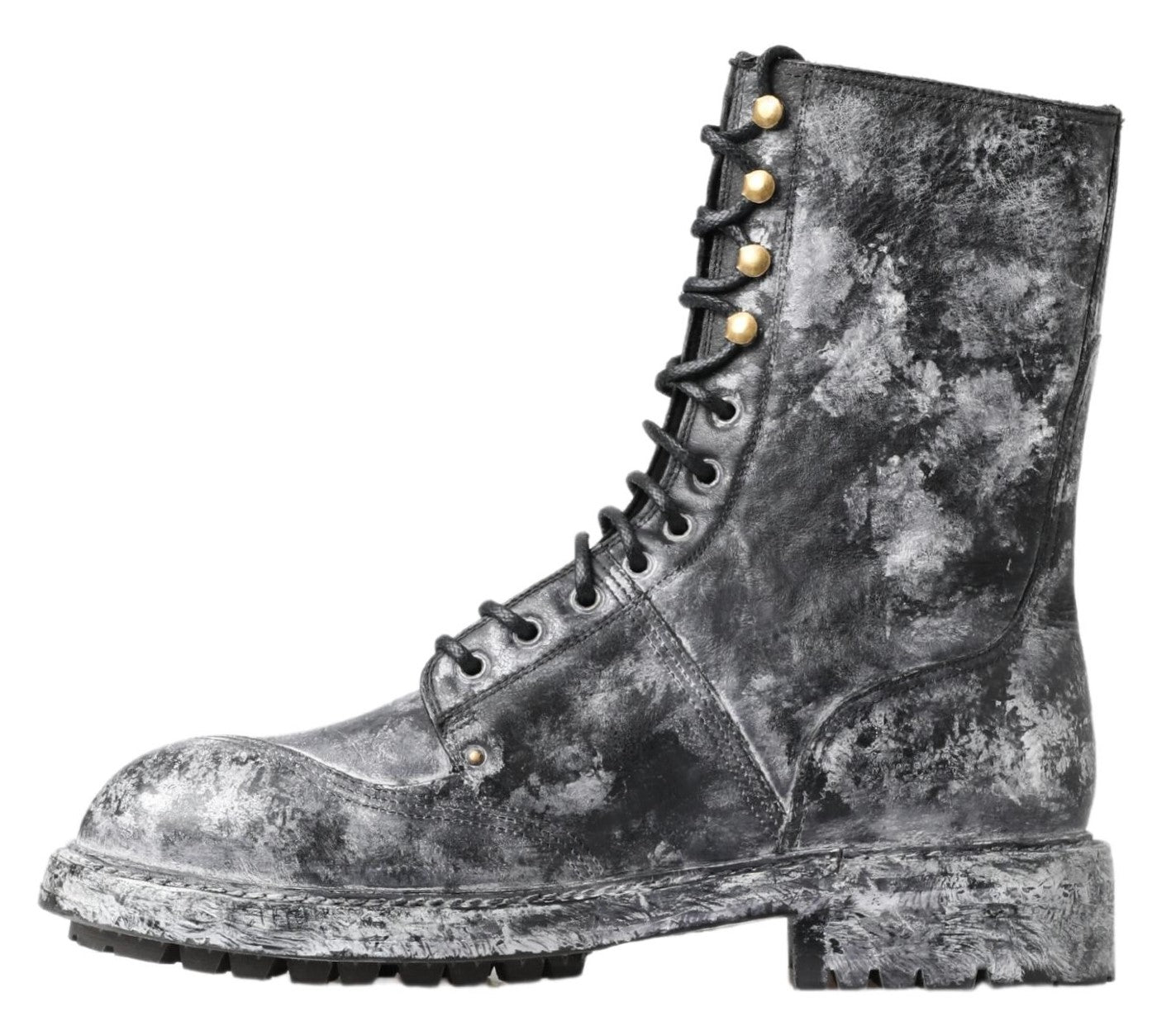 Botas de caña media de cuero negras y grises Dolce & Gabbana