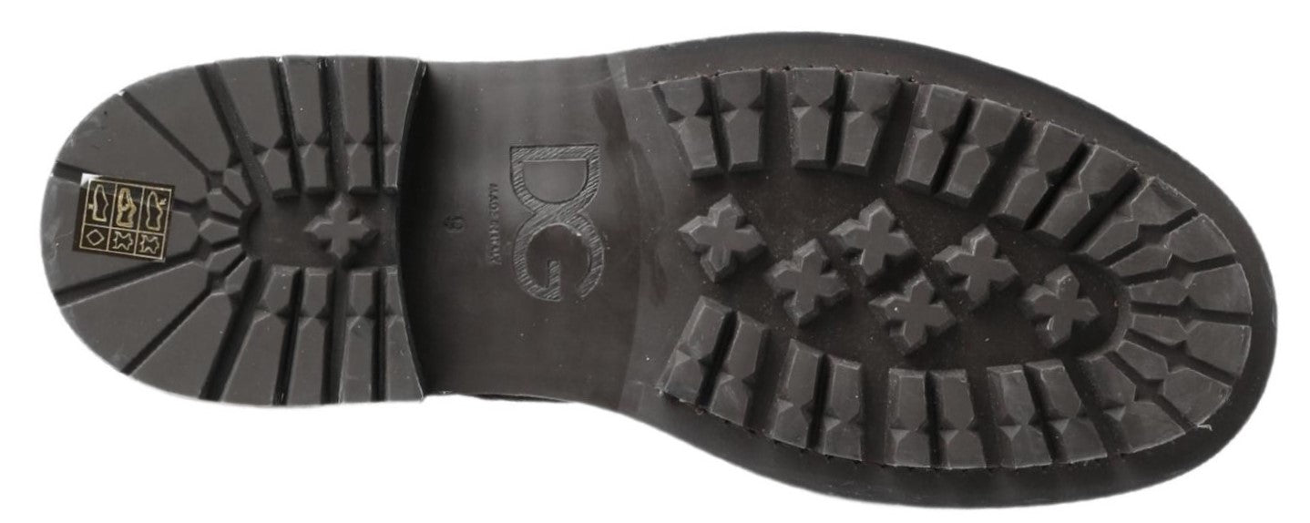 Botas de caña media de cuero negras y grises Dolce & Gabbana