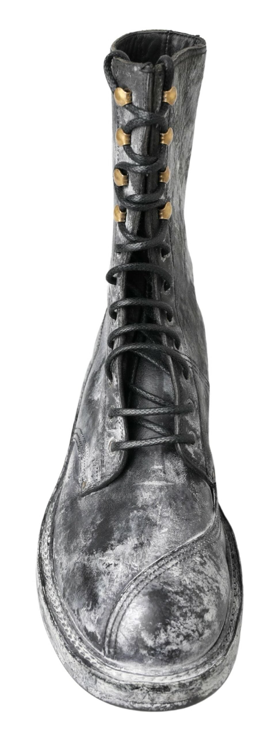 Botas de caña media de cuero negras y grises Dolce & Gabbana