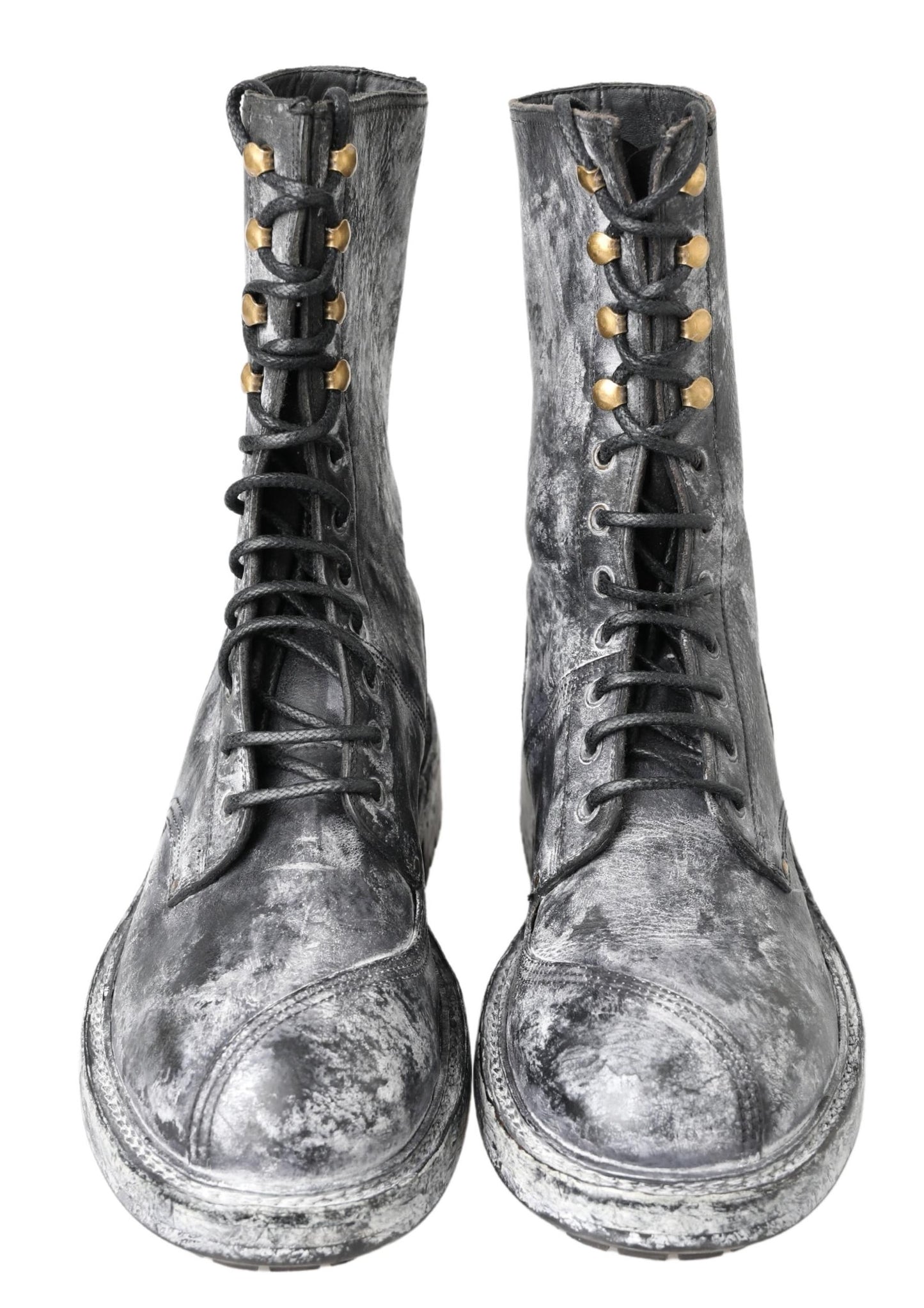 Botas de caña media de cuero negras y grises Dolce & Gabbana