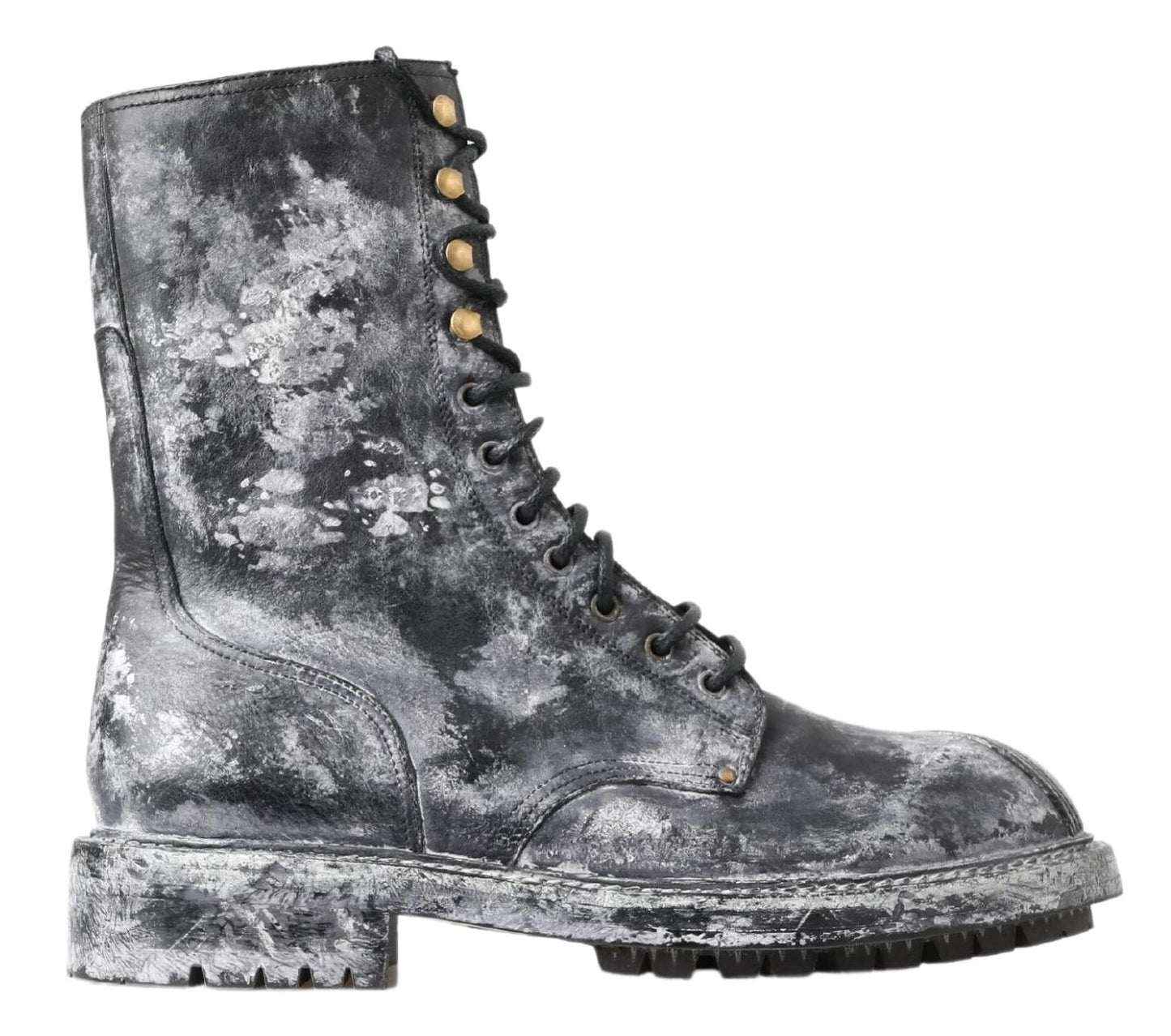 Botas de caña media de cuero negras y grises Dolce & Gabbana