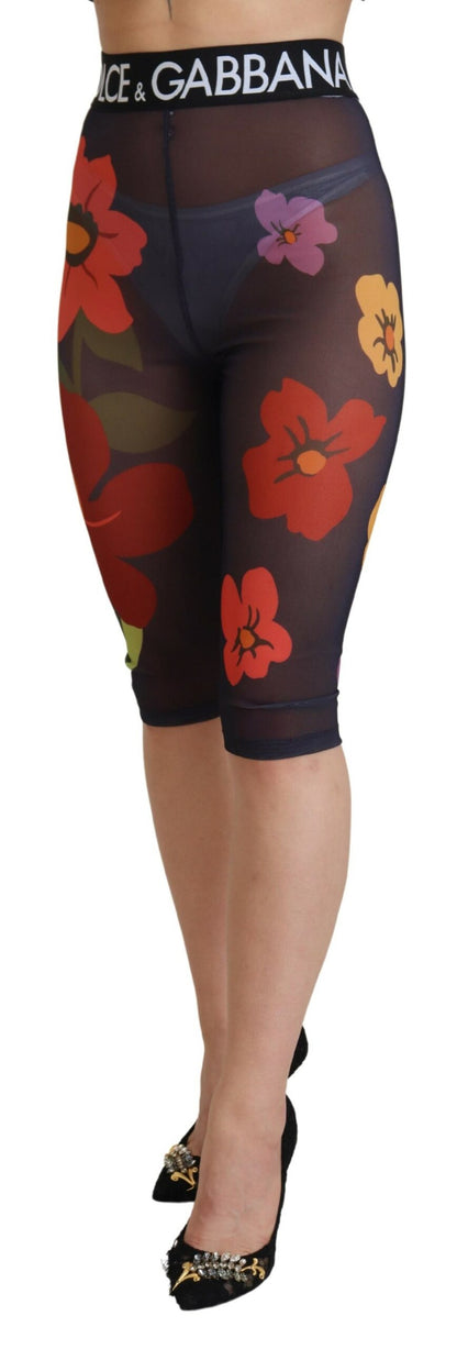 Pantalones ajustados con cintura elástica y estampado floral negros de Dolce & Gabbana