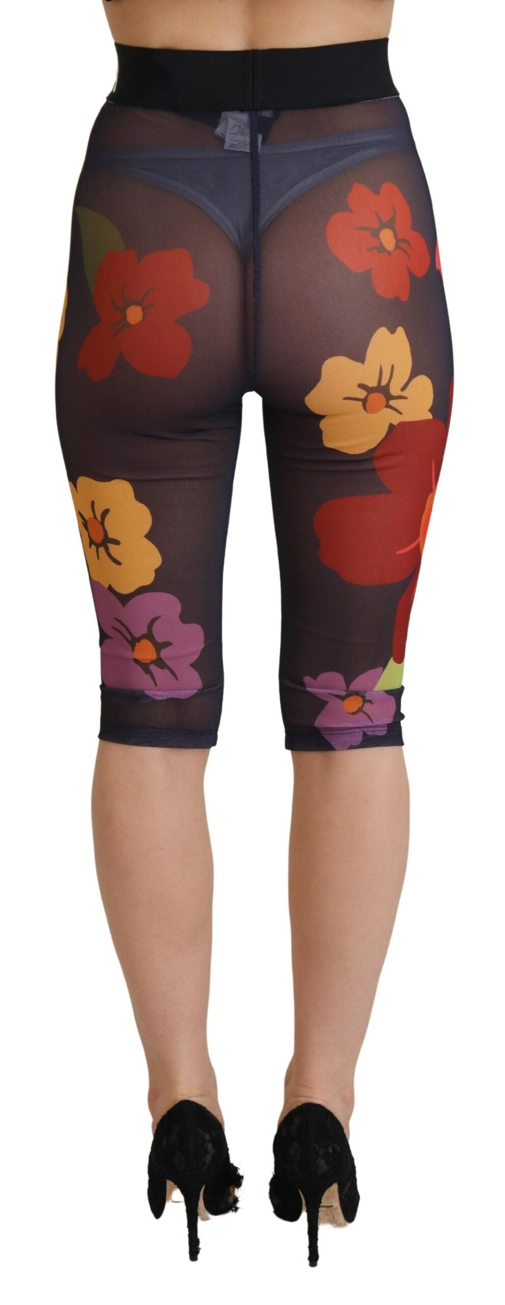 Pantalones ajustados con cintura elástica y estampado floral negros de Dolce & Gabbana