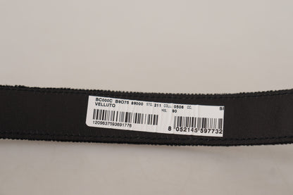 Cinturón de metal con logotipo clásico grabado de terciopelo negro Dolce & Gabbana