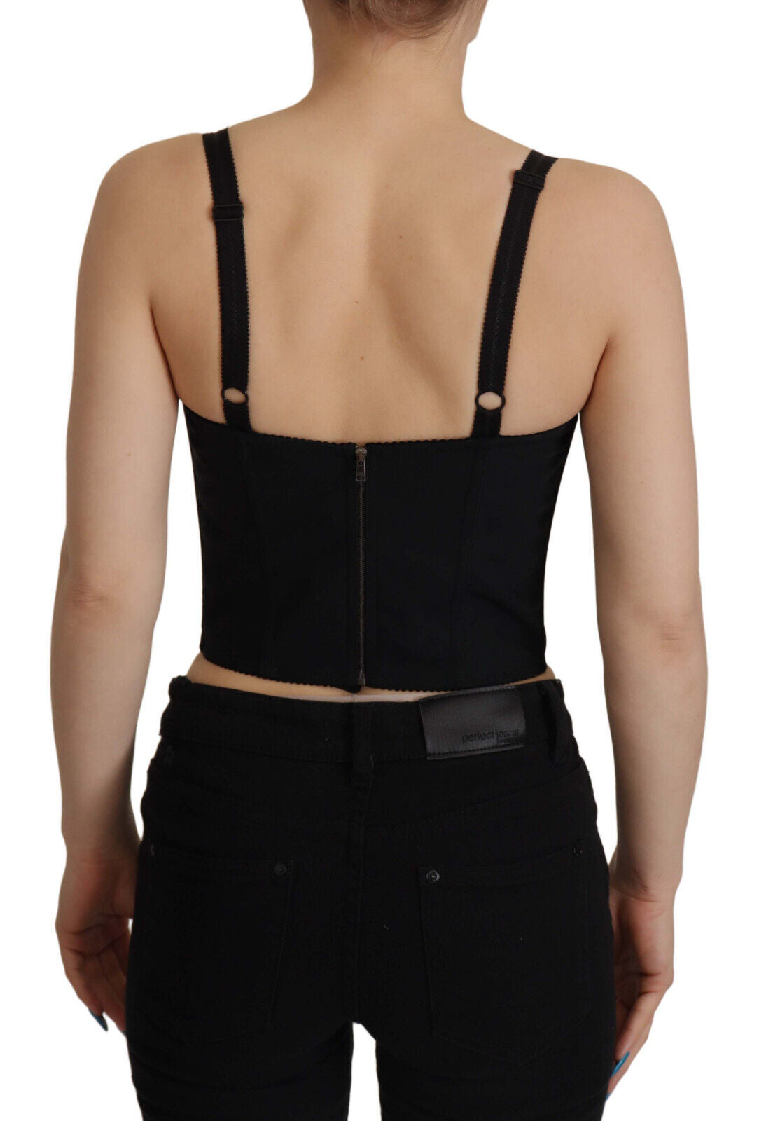 Dolce & Gabbana Blusa Corsé Recortada Sicily Negra de Retazos
