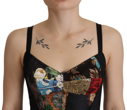 Dolce & Gabbana Blusa Corsé Recortada Sicily Negra de Retazos