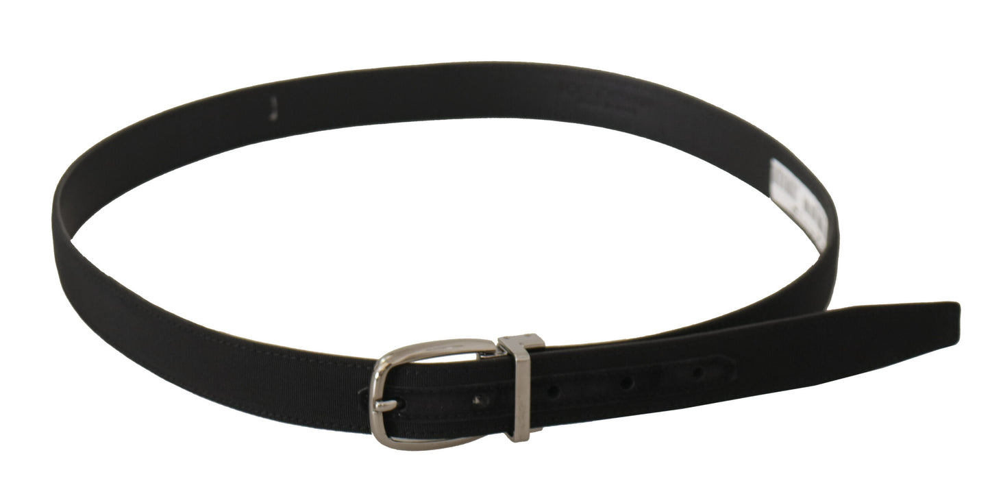 Cinturón Dolce & Gabbana de lona negra de becerro con logo metálico plateado