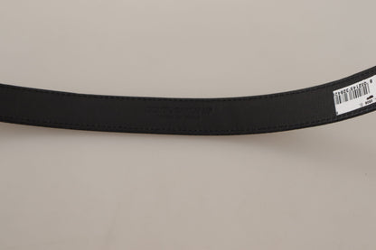 Cinturón Dolce & Gabbana de lona negra de becerro con logo metálico plateado