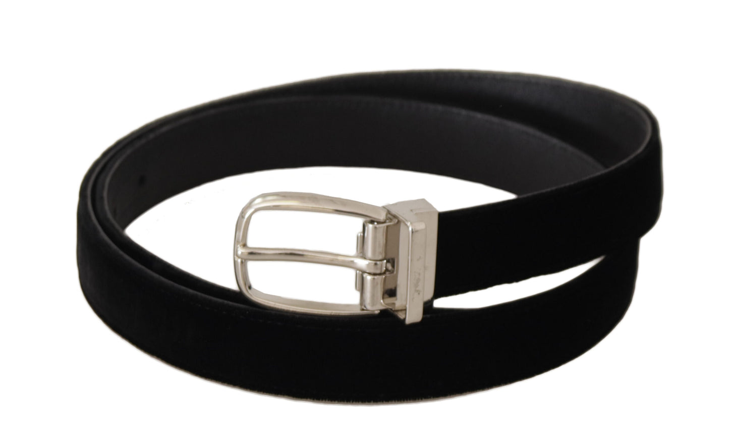 Cinturón Dolce & Gabbana Negro Casual de Terciopelo con Hebilla de Metal Tono Plateado