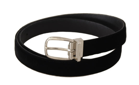 Cinturón Dolce & Gabbana Negro Casual de Terciopelo con Hebilla de Metal Tono Plateado