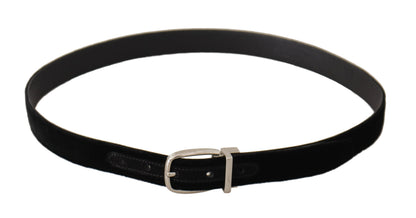 Cinturón Dolce & Gabbana Negro Casual de Terciopelo con Hebilla de Metal Tono Plateado