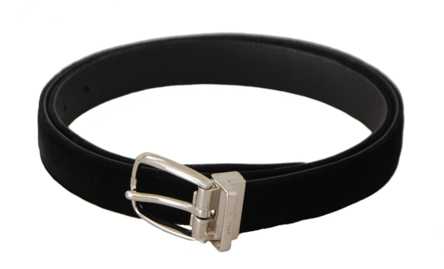 Cinturón Dolce & Gabbana Negro Casual de Terciopelo con Hebilla de Metal Tono Plateado
