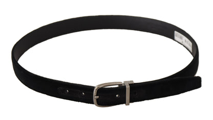 Cinturón Dolce & Gabbana Negro Clásico de Terciopelo con Hebilla de Metal Tono Plateado