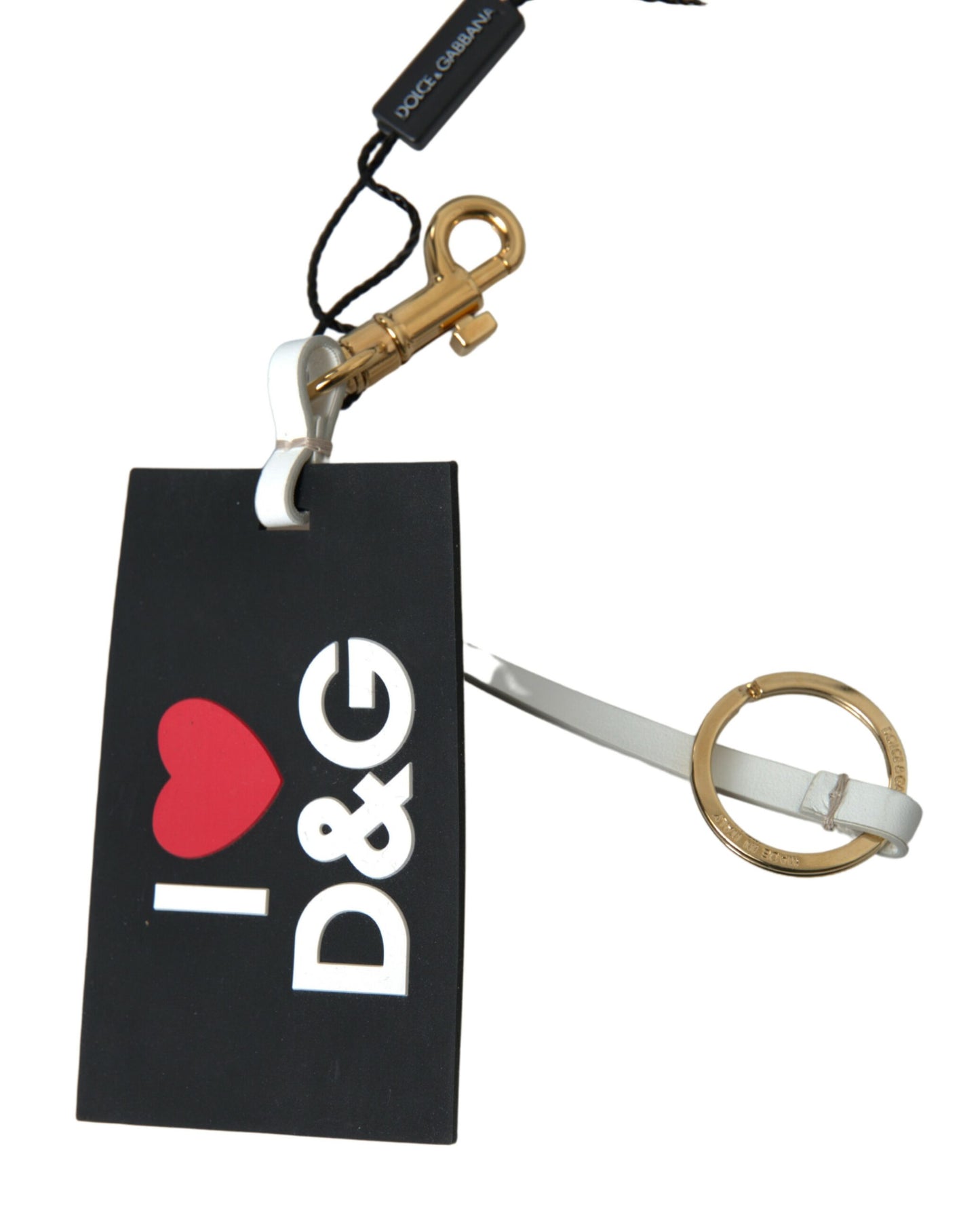 Llavero Dolce & Gabbana de Silicona Negra con Logo DG y Latón Dorado