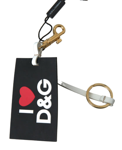 Llavero Dolce & Gabbana de Silicona Negra con Logo DG y Latón Dorado