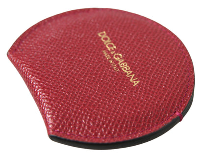 Porta espejo de mano redondo de piel de becerro roja Dolce & Gabbana